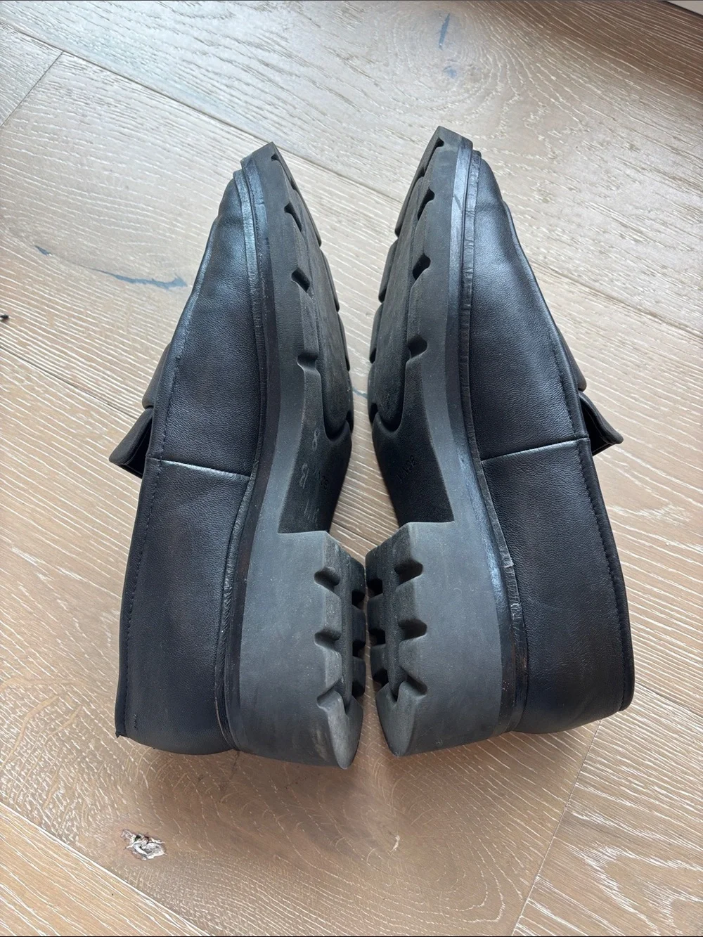 Vince Black Leather Penny Loafers